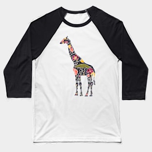 Floral Giraffe Silhouette - Sunrise Baseball T-Shirt